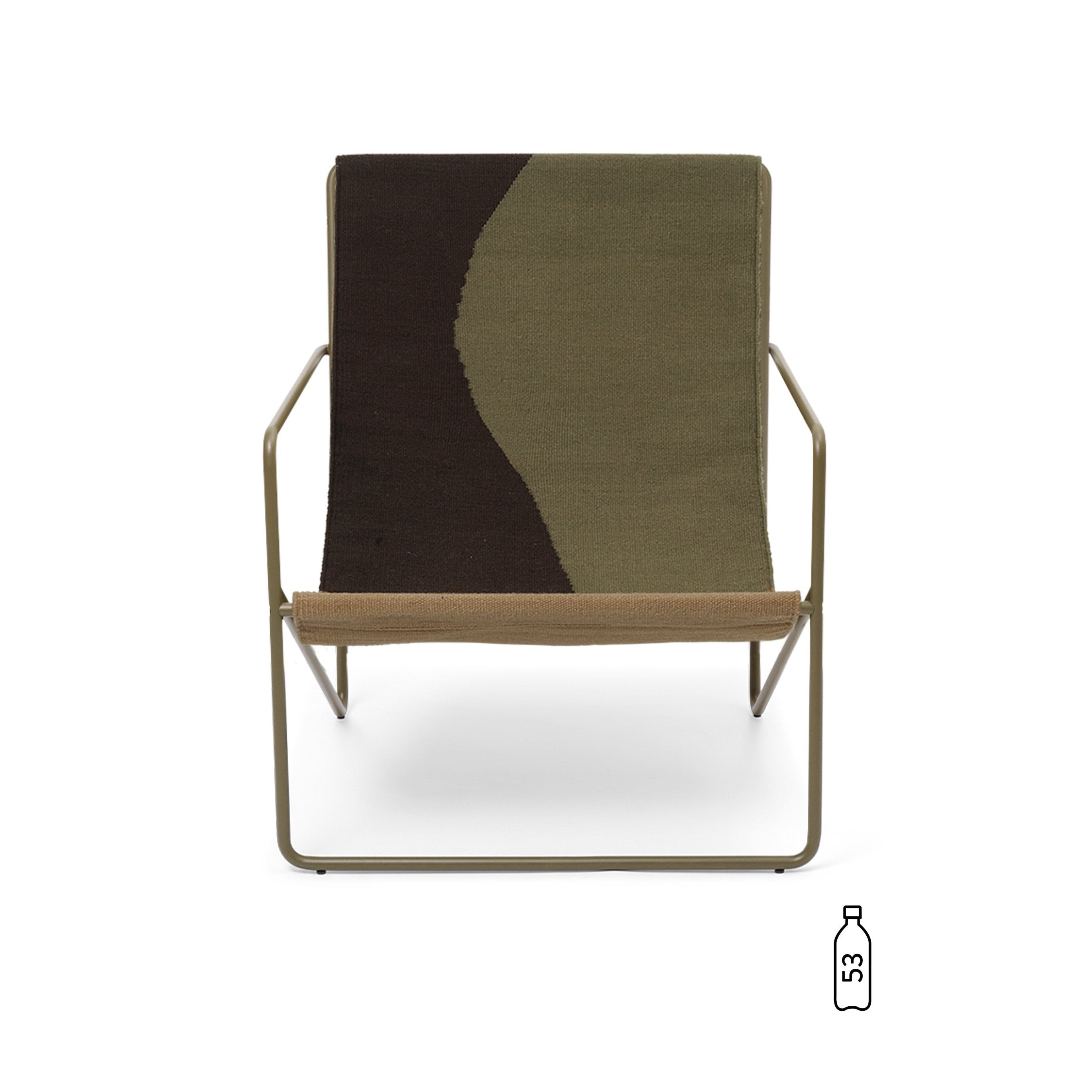 Desert olive-brown garden armchair with olive base