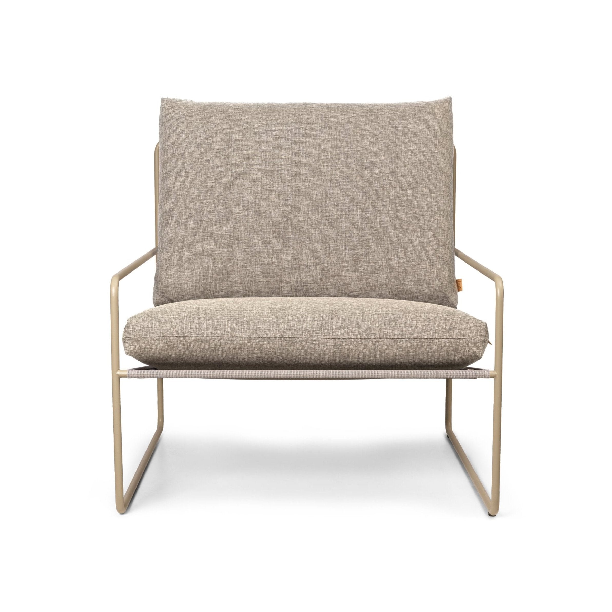 Desert beige external armchair with a beige base