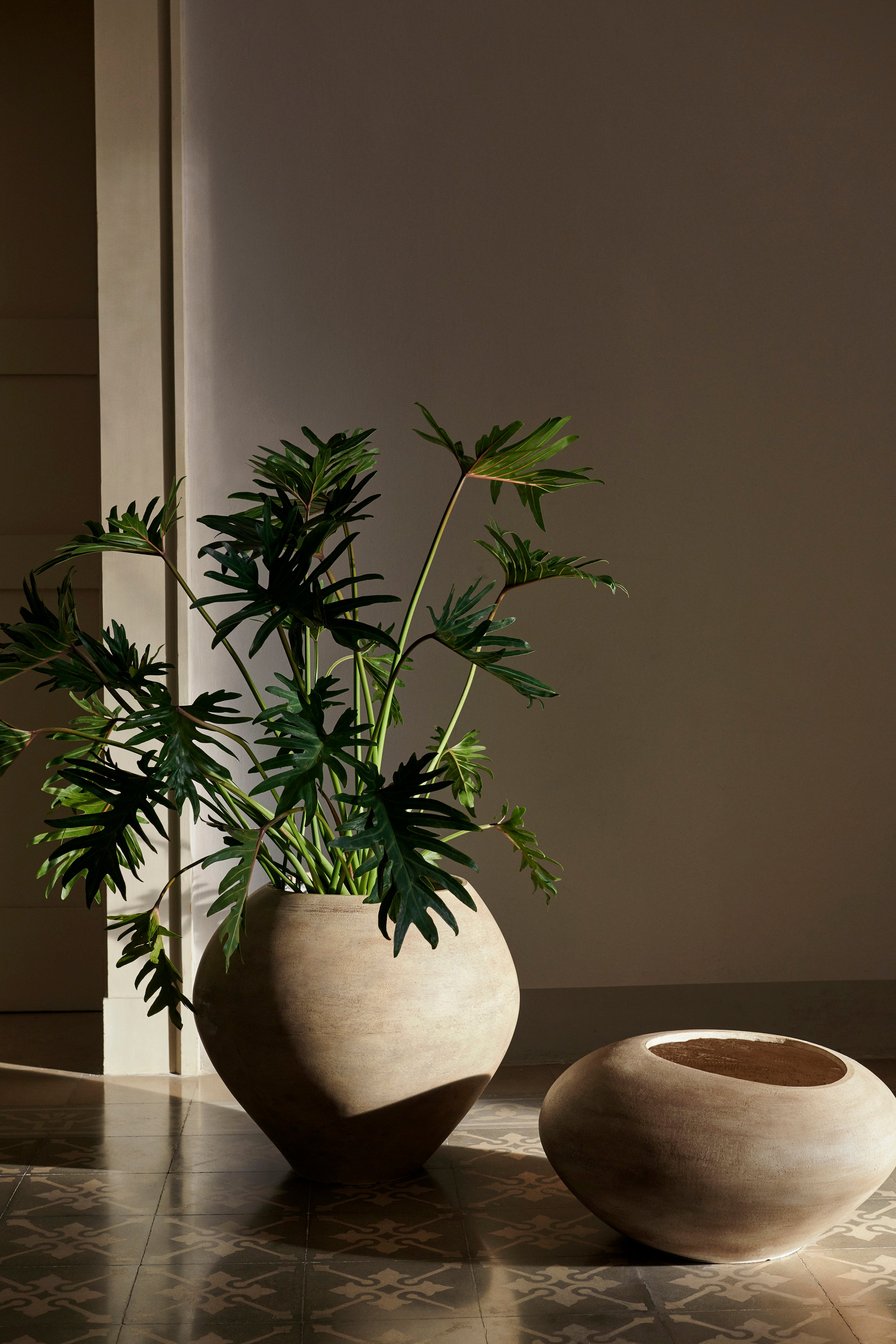 DODU TALL planter brown cement