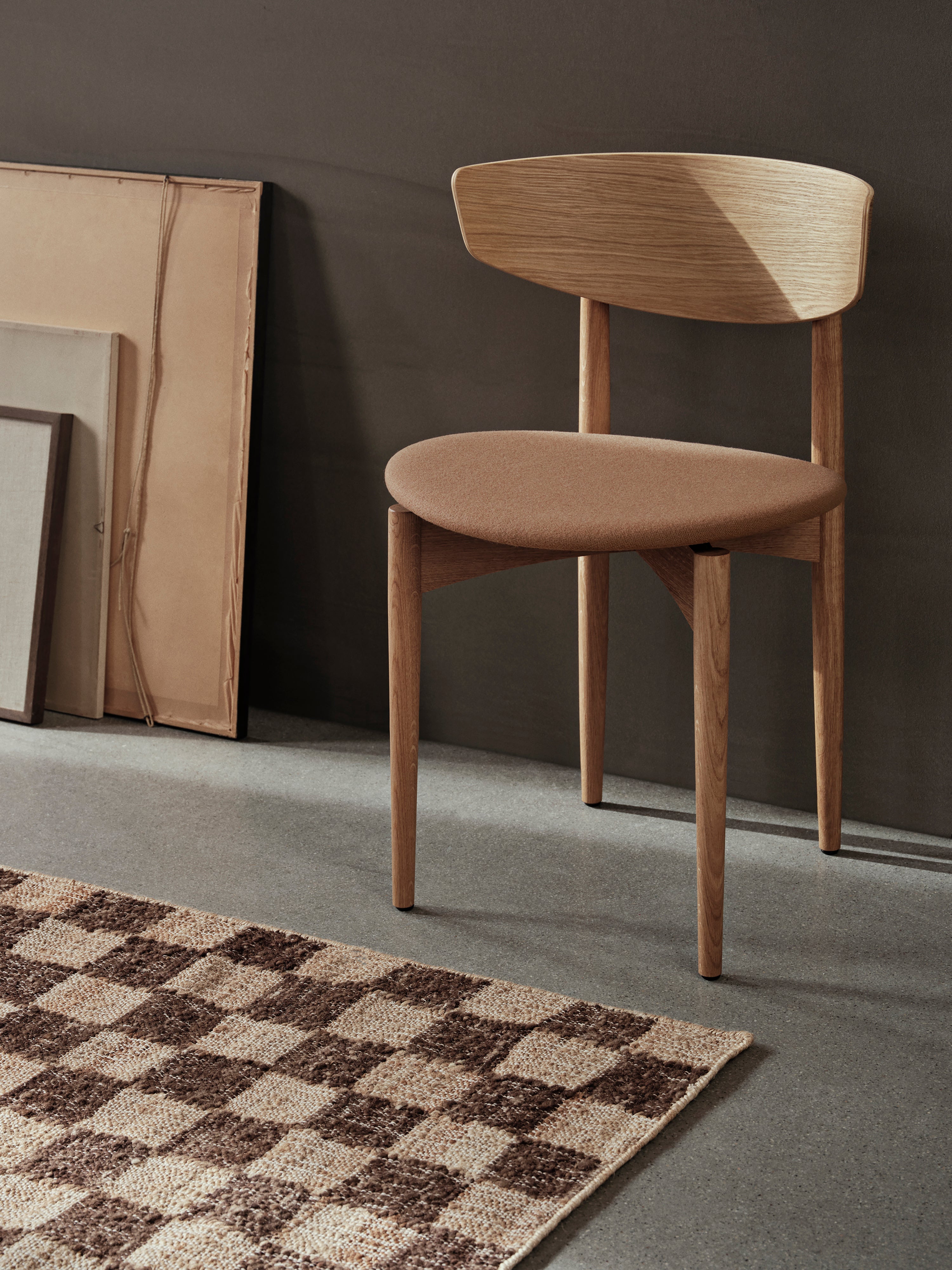CHECK brown wool-jute runner