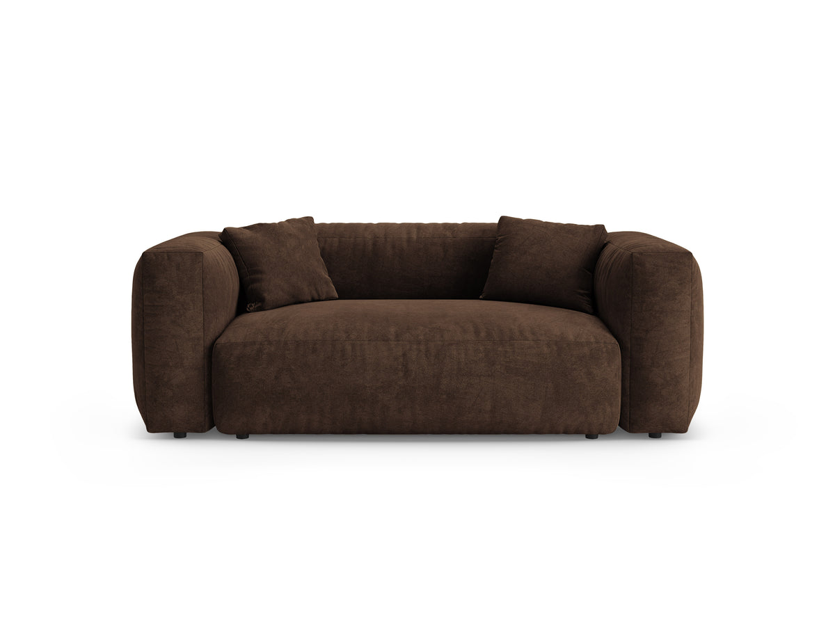 Sofa aksamitna 2-osobowa MARTINA czekoladowy – Micadoni