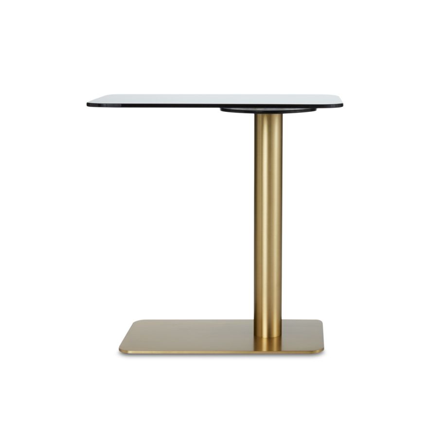 Flash square side table brass base