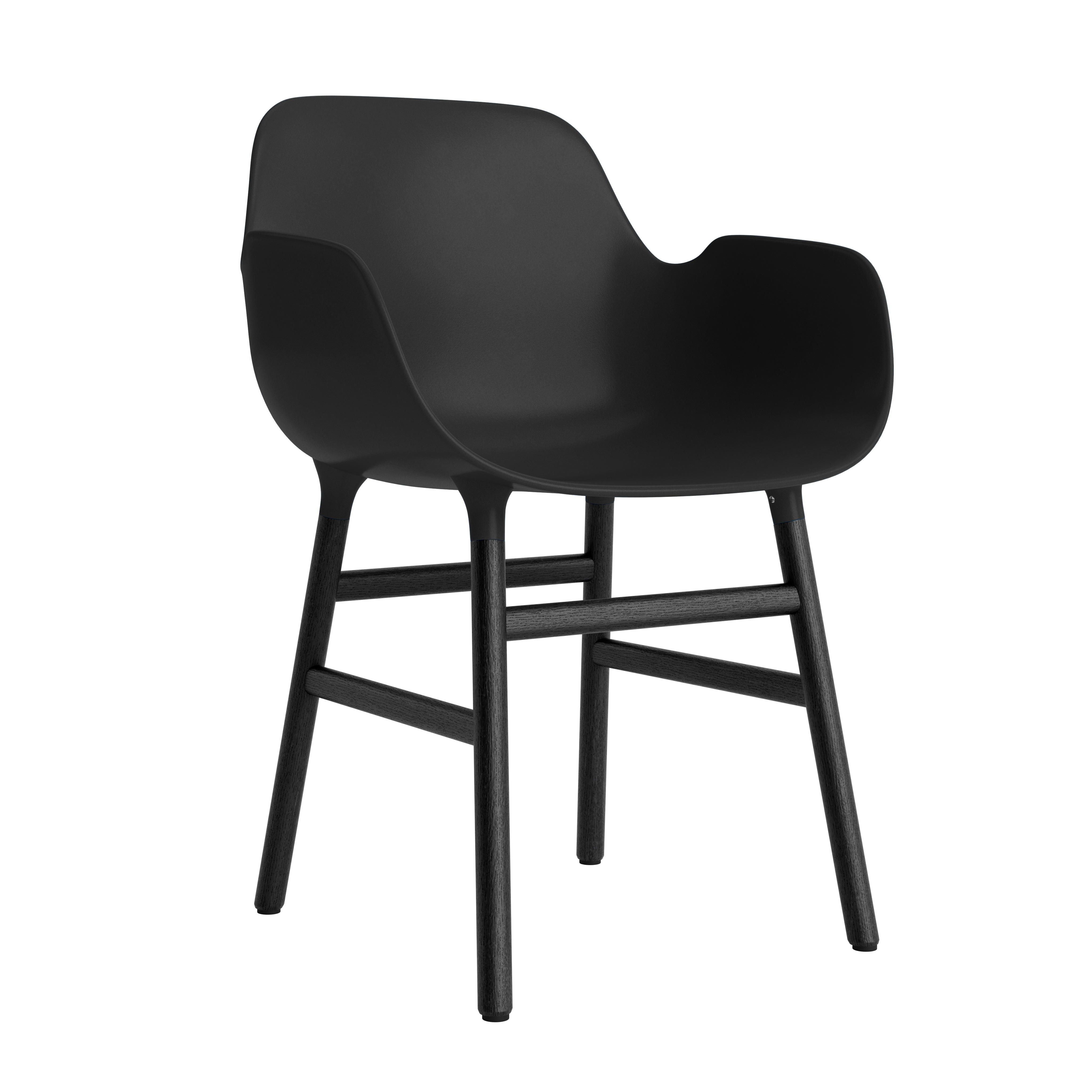 Chair with armrests Black forms with a black oak base