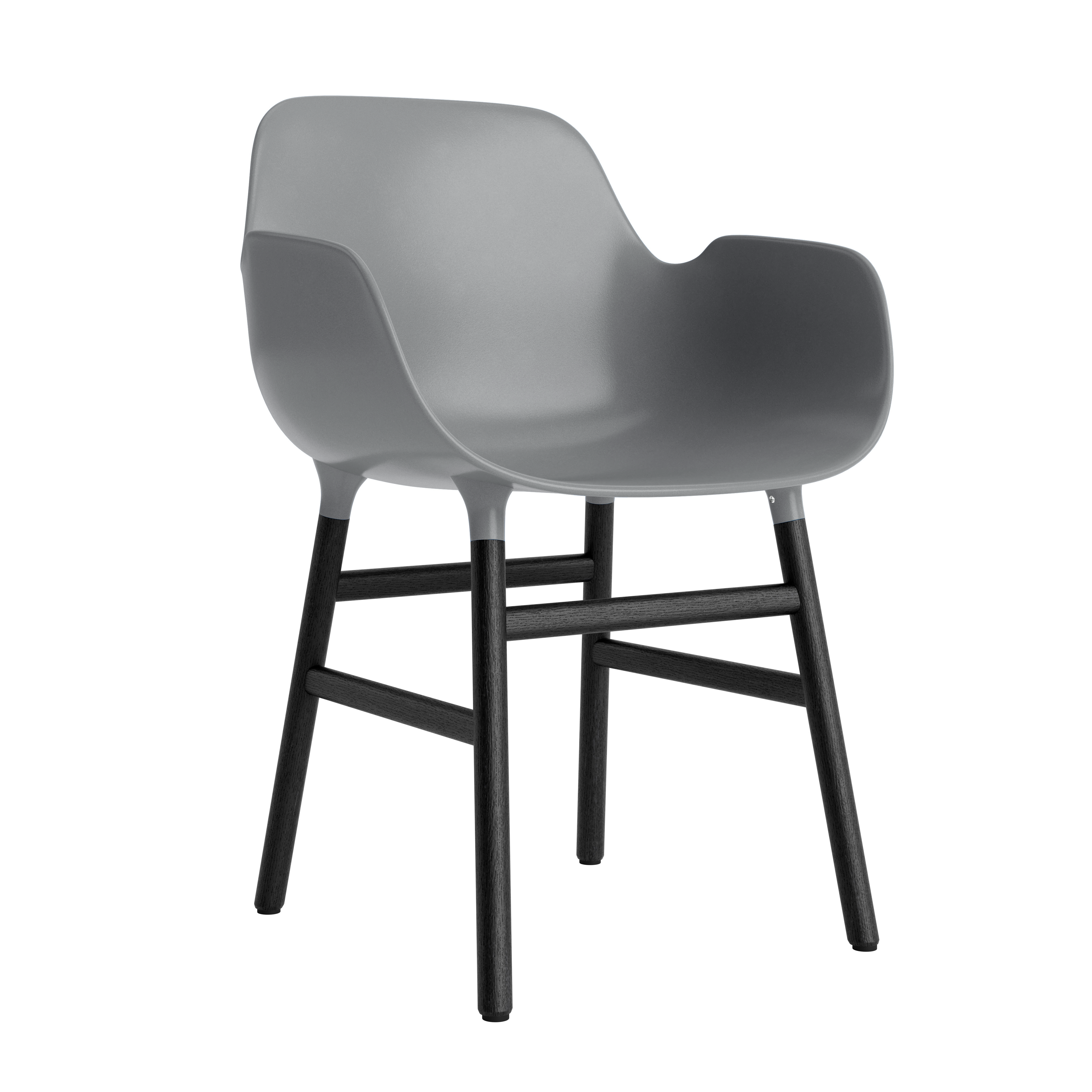 Chair with armrests gray forms with a black oak base