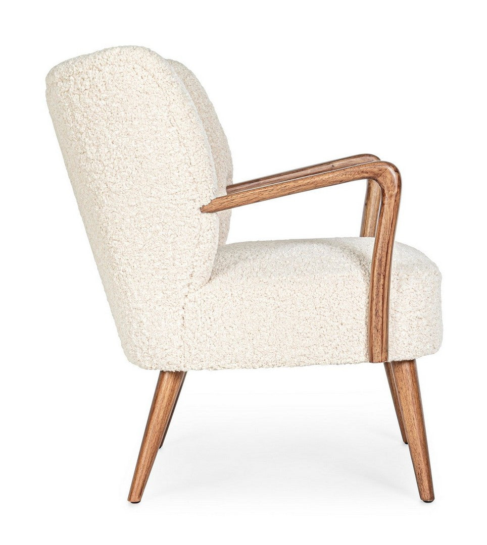 MORITZ Armchair in White with a Pine Wood Base
