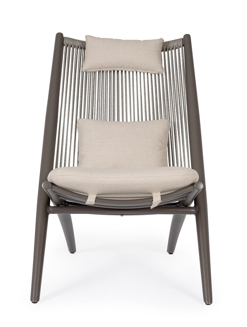 ALOHA outdoor armchair in beige with a cocoa base