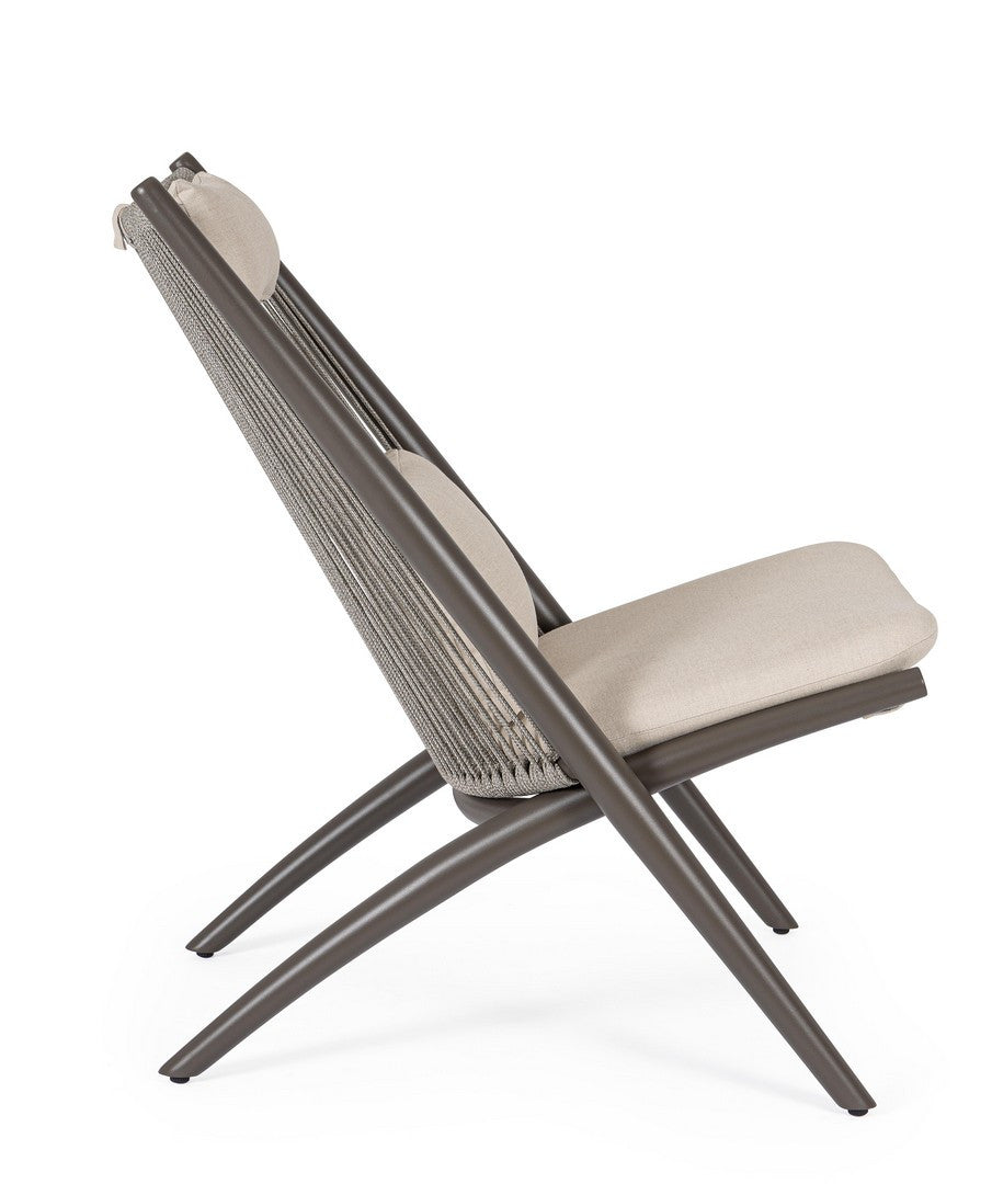 ALOHA outdoor armchair in beige with a cocoa base