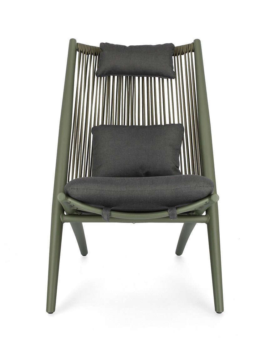 ALOHA outdoor armchair in anthracite with a green base