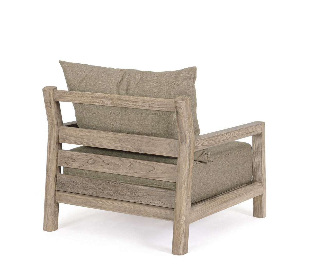MAYNARD Beige Outdoor Armchair with Wooden Base