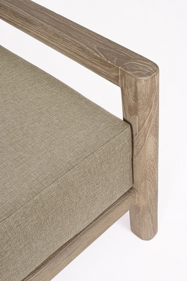 MAYNARD Beige Outdoor Armchair with Wooden Base