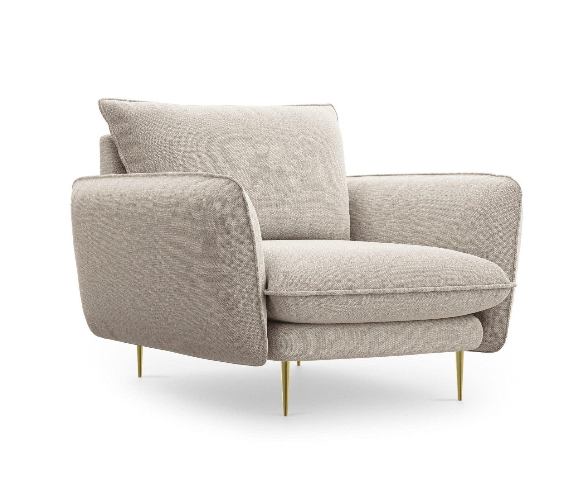 Fotel VIENNA piaskowy ze złotą podstawą Cosmopolitan Design    Eye on Design