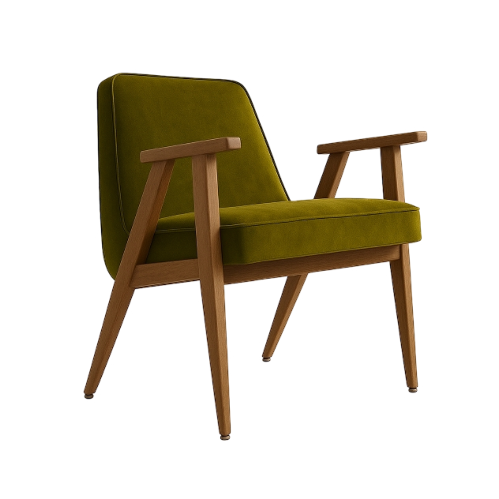 Fotel 366 zielony w tkaninie Velvet Olive - poekspozycyjny