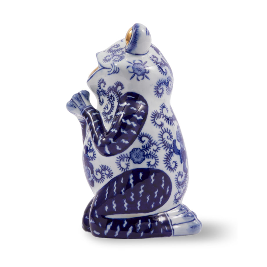 FROG dark blue porcelain piggy bank