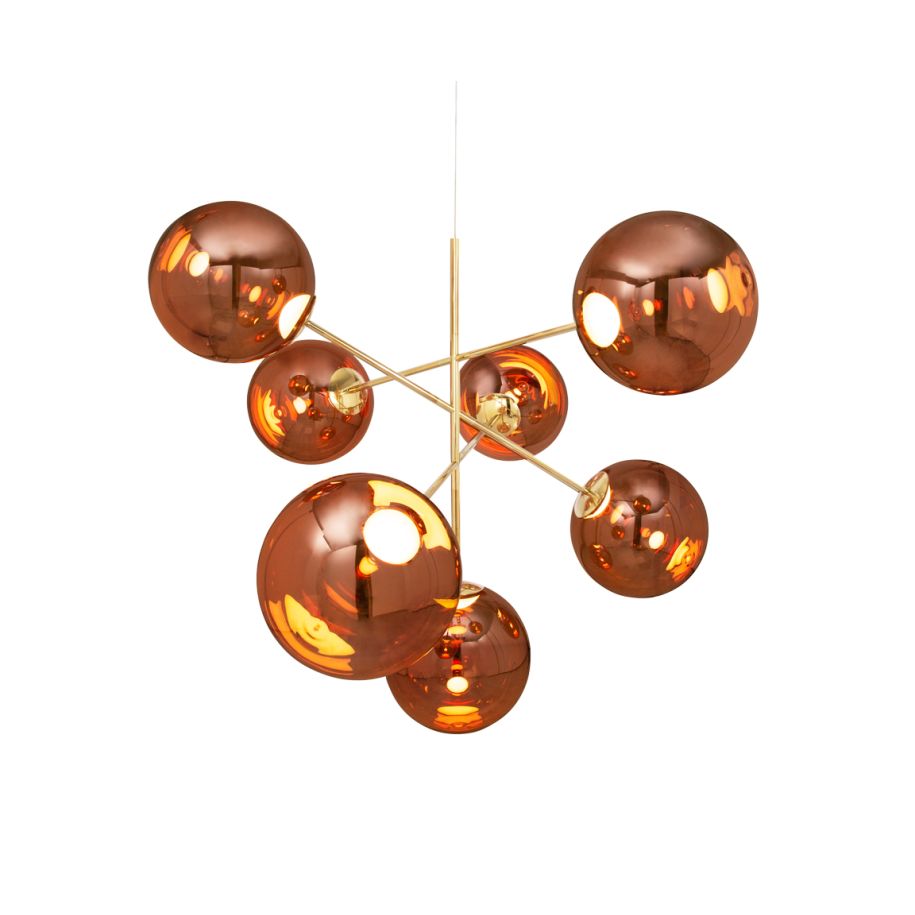 Globe copper chandelier