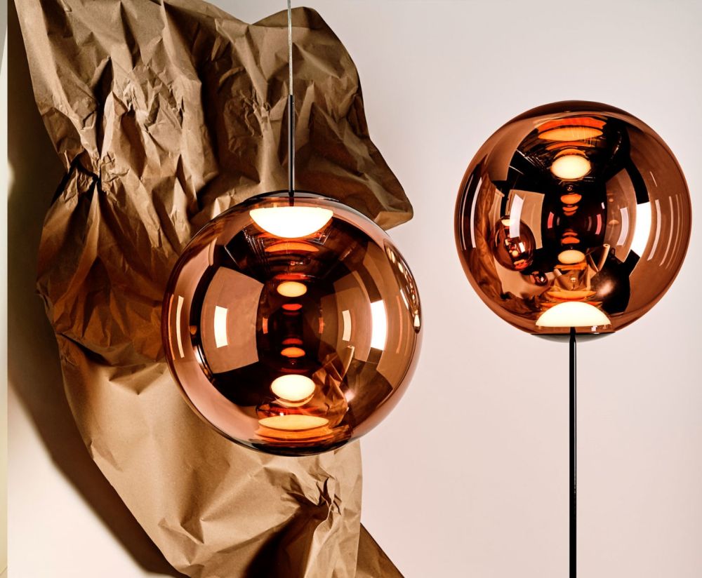 Globe Cone copper floor lamp