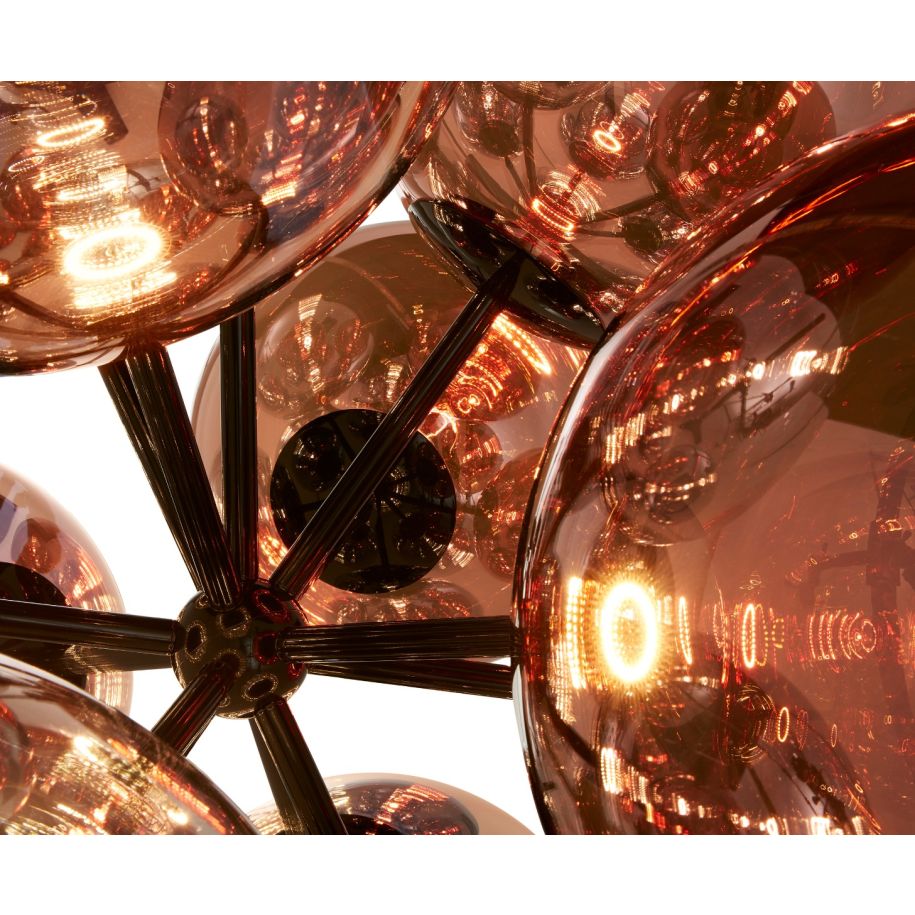 Globe copper burst chandelier