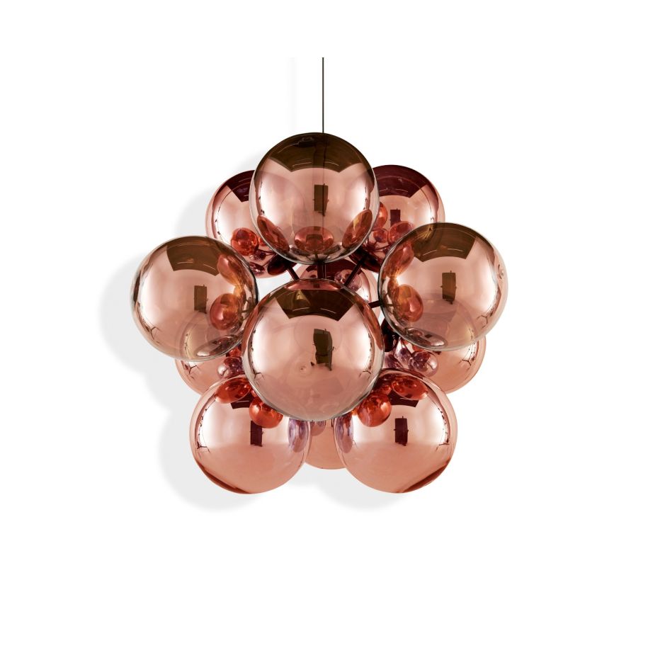 Globe copper burst chandelier