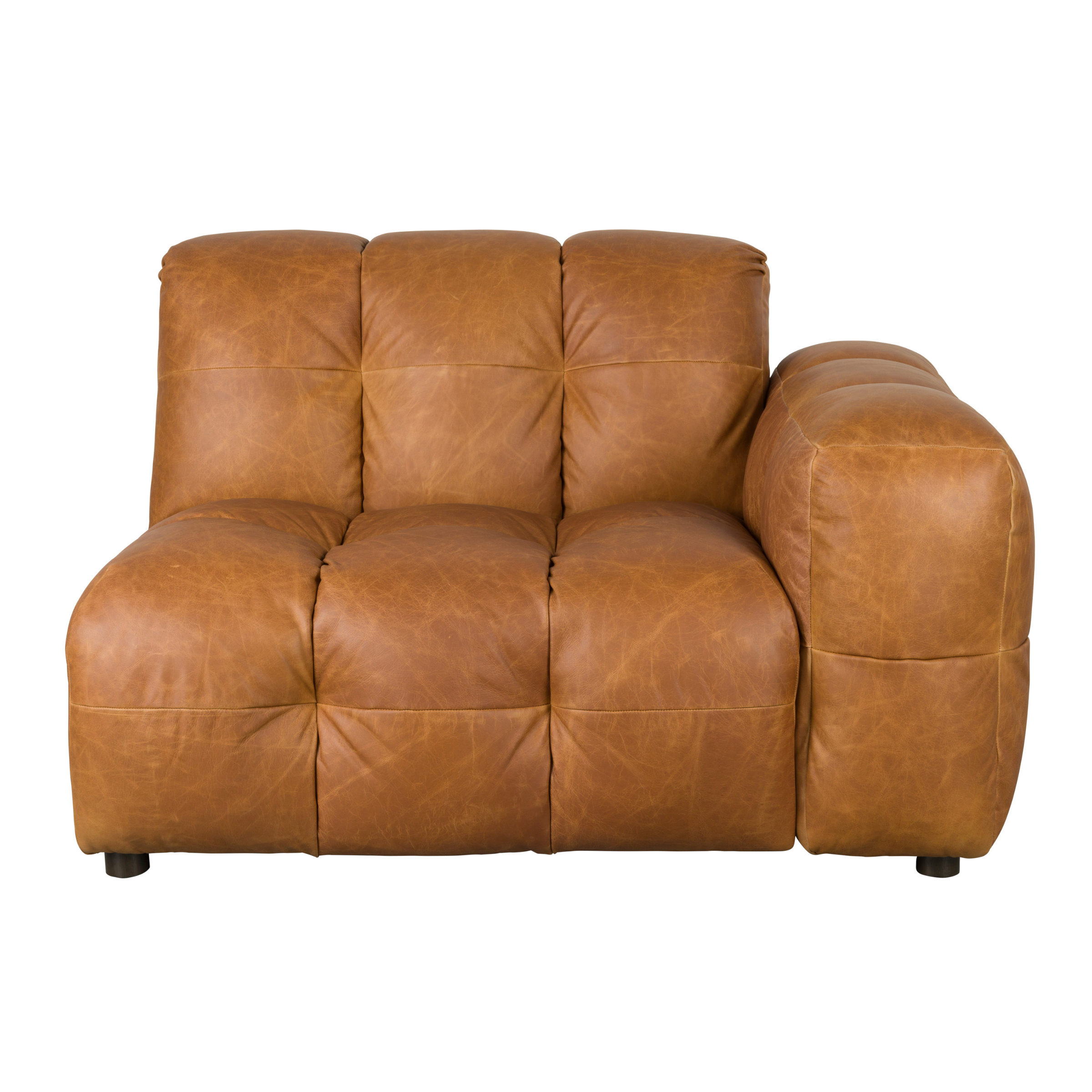 Modulares Sofa HACKMAN - rechte Endelement aus cognacfarbenem Leder