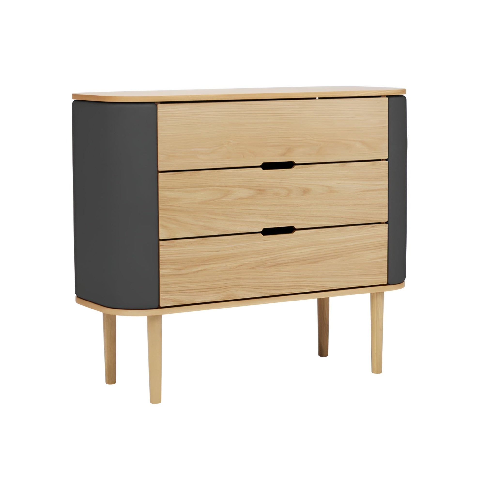 Schrank TREASURES dunkelgrau mit Eichenbasis