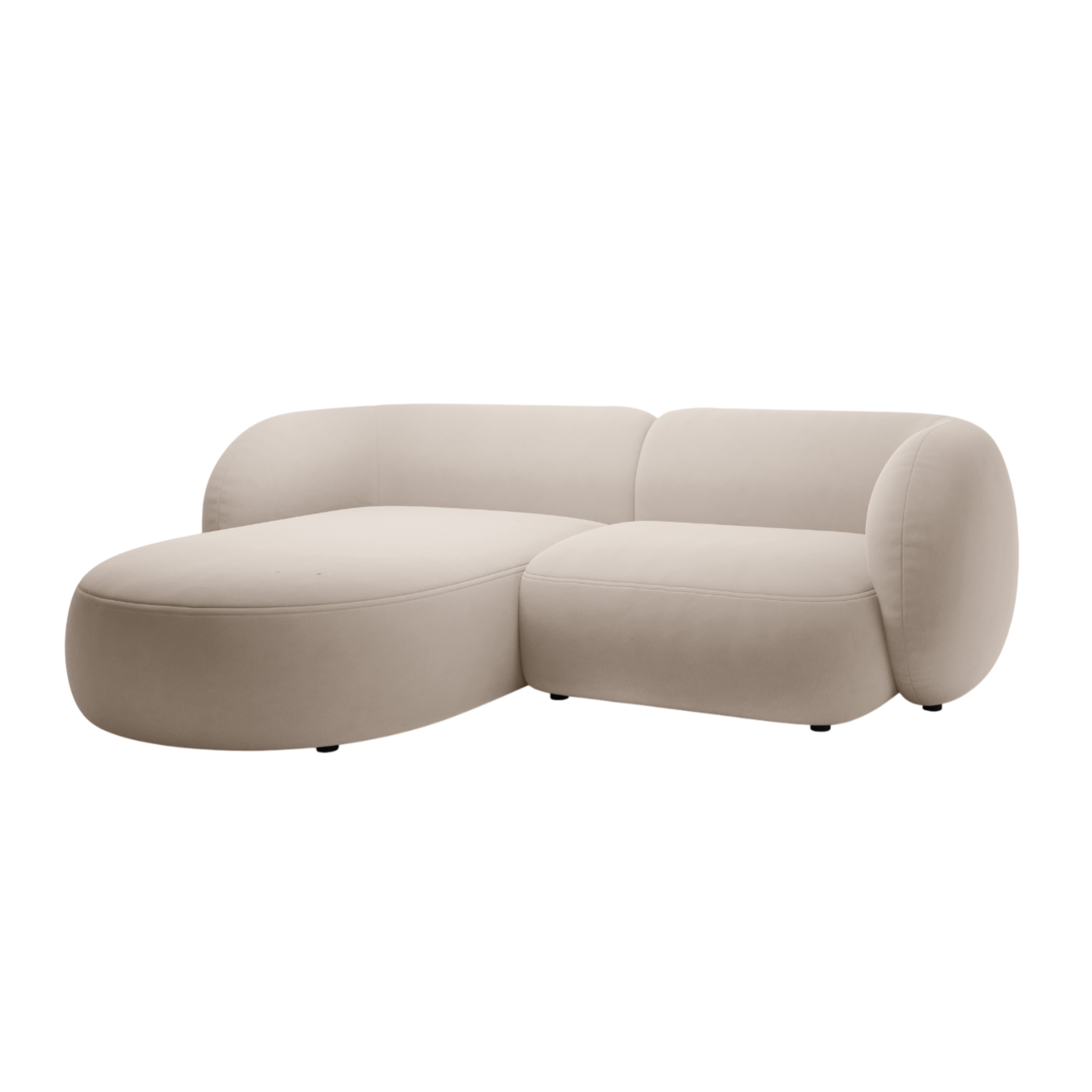 Samt-Ecksofa linksseitig 2-sitzig KATE beige [Monika]