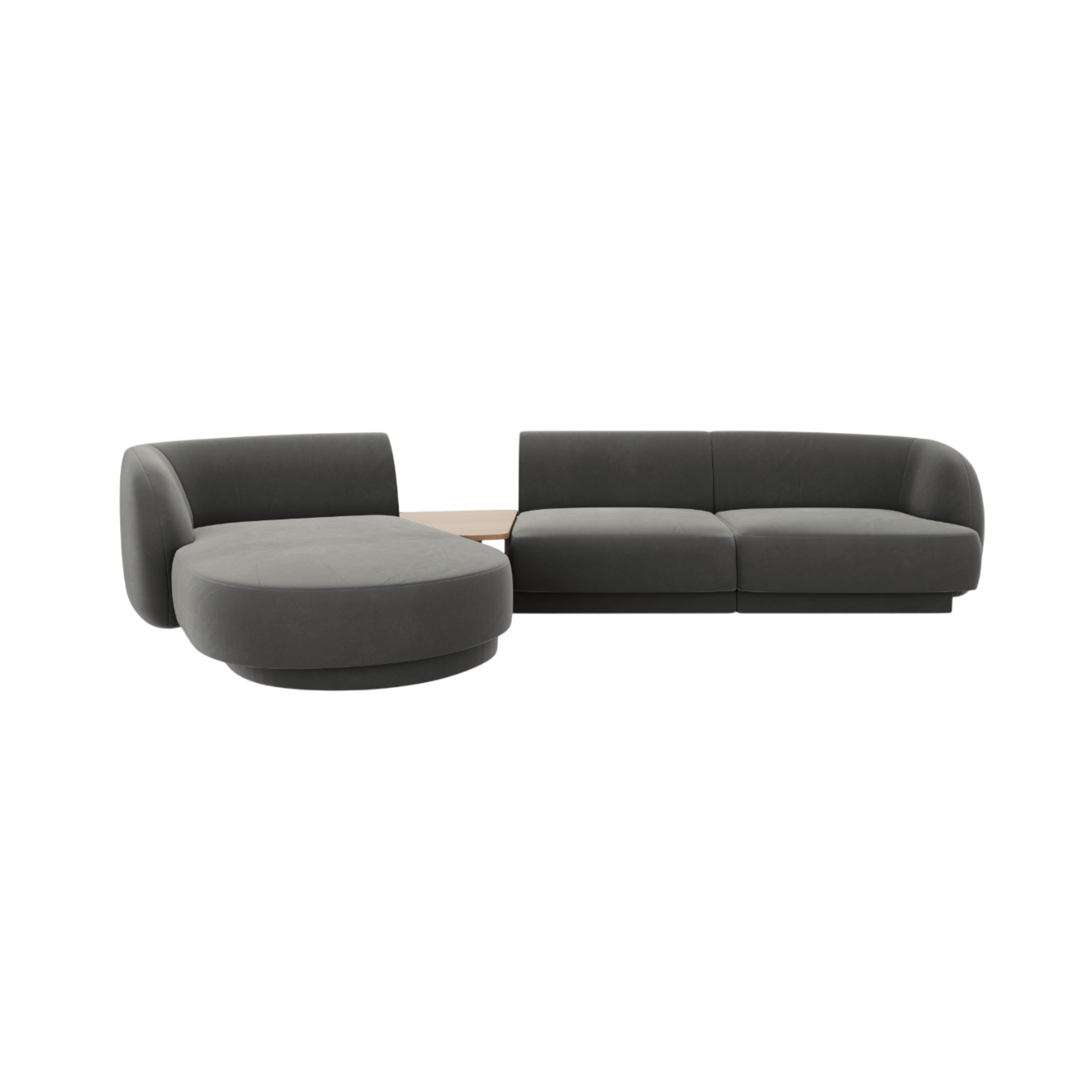 Modulares Ecksofa mit Tisch 3-sitzig links MILEY hellgrau