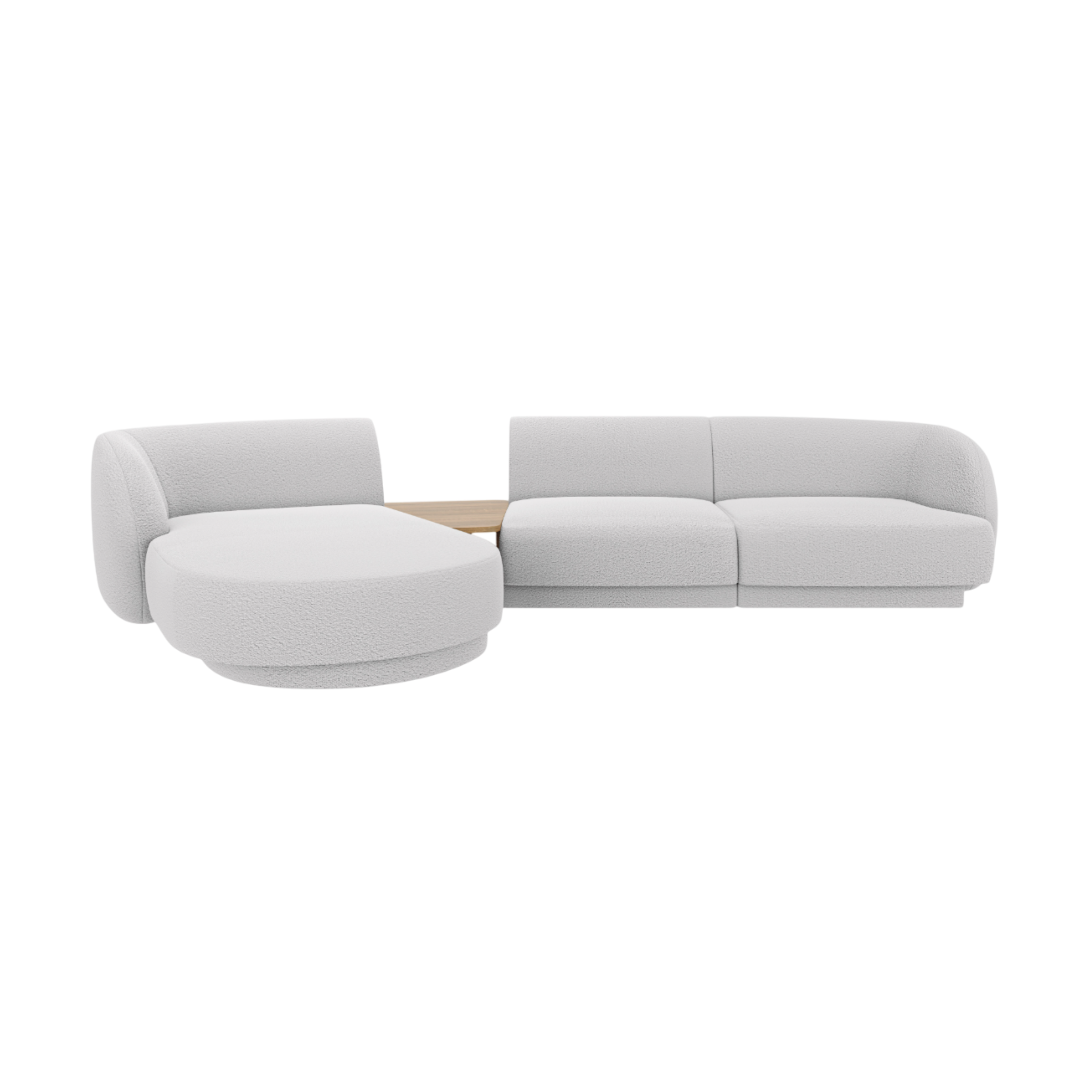 Modulares Ecksofa mit Tisch 3-sitzig links MILEY hellgrau Boucle