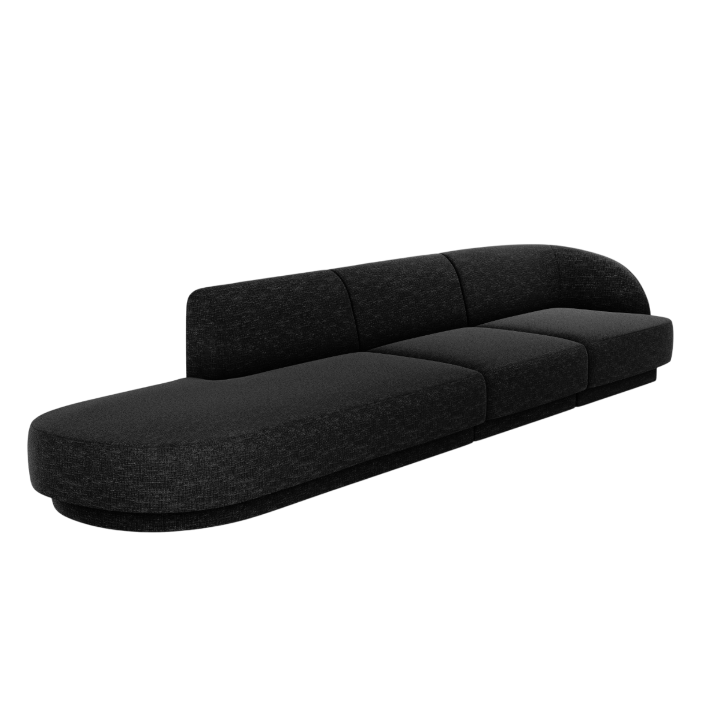 Sofa offene linke 4-sitzige offene MILEY schwarze Chenille