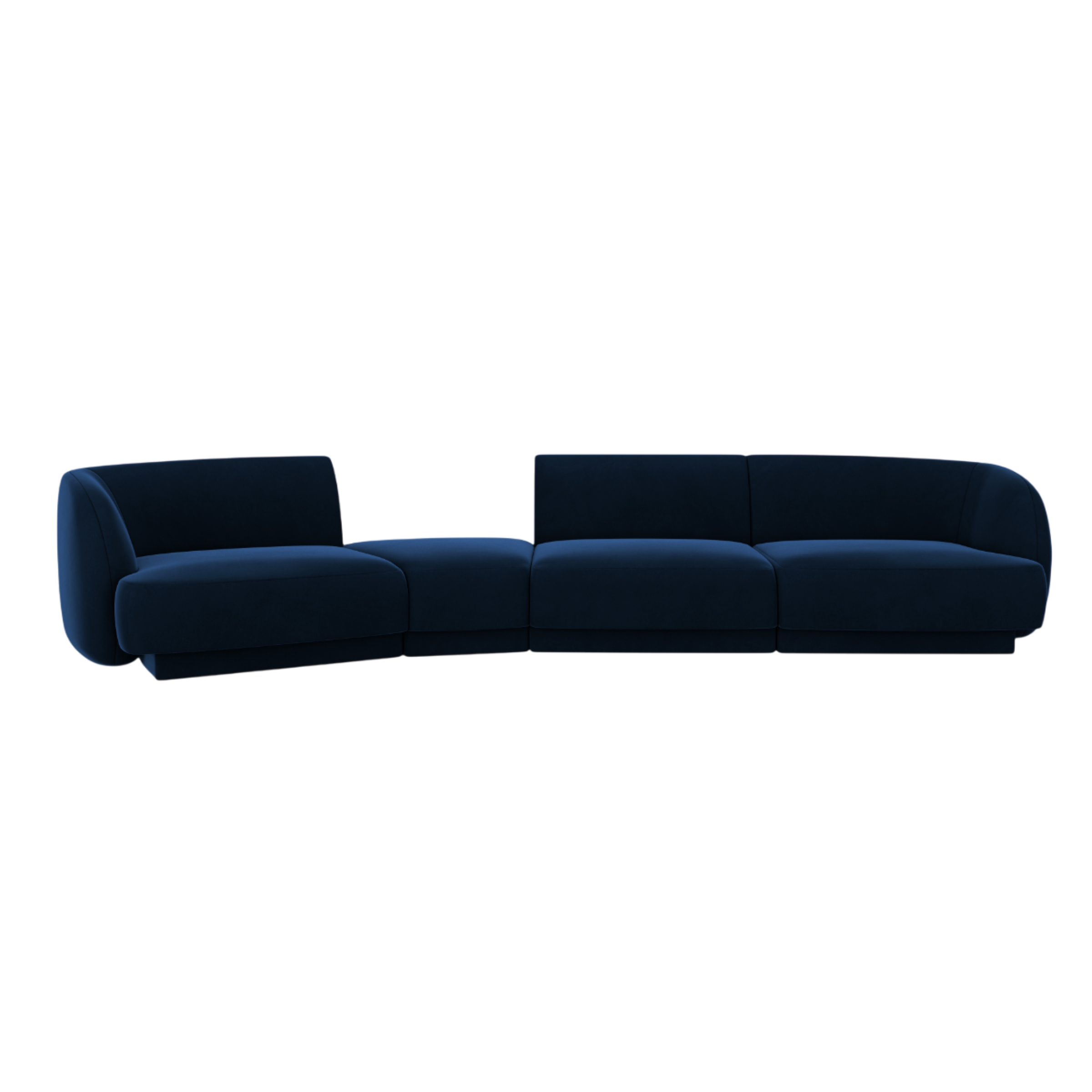 Left-facing modular velvet sofa for 6 people MILEY royal blue