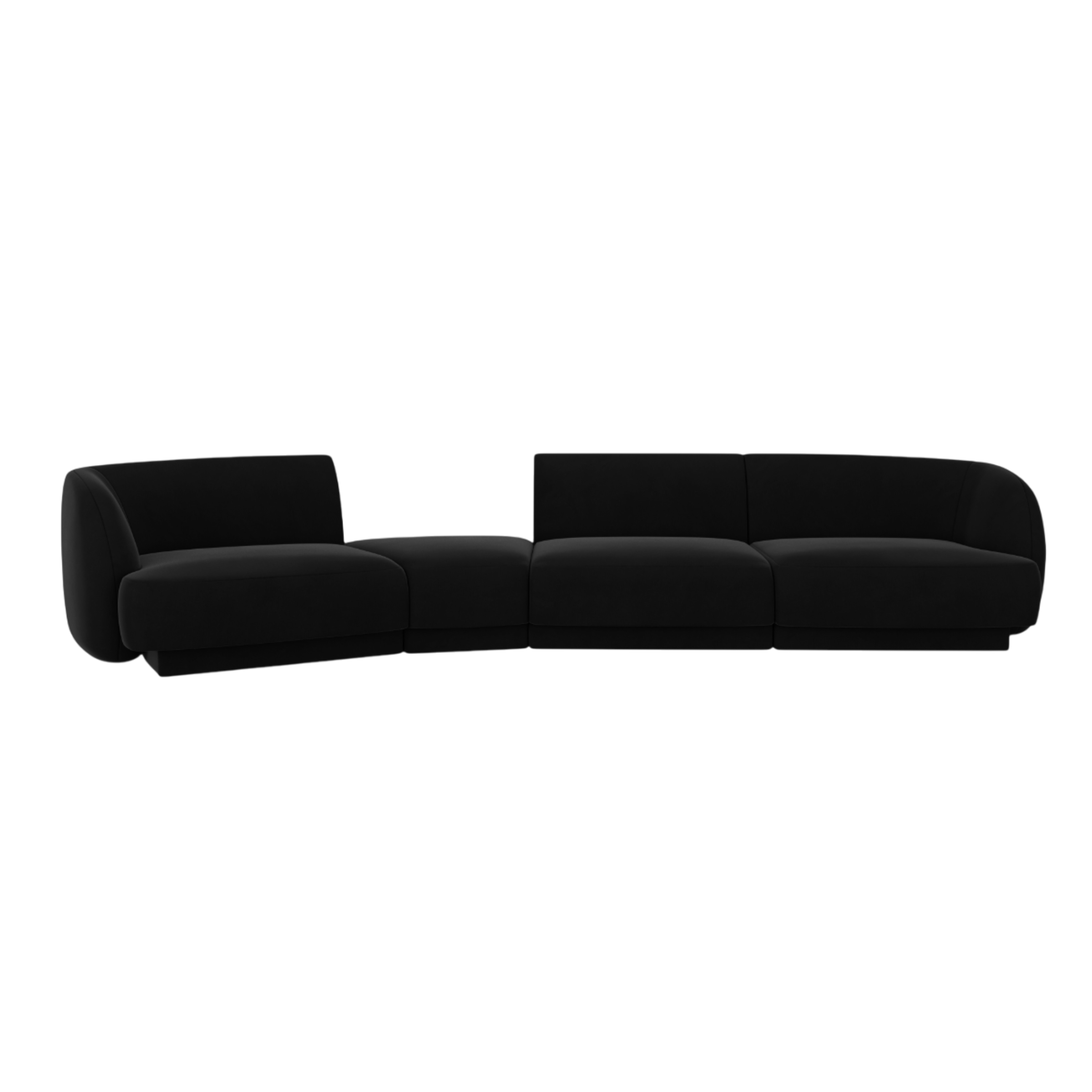 Left-facing modular velvet sofa for 6 people MILEY black