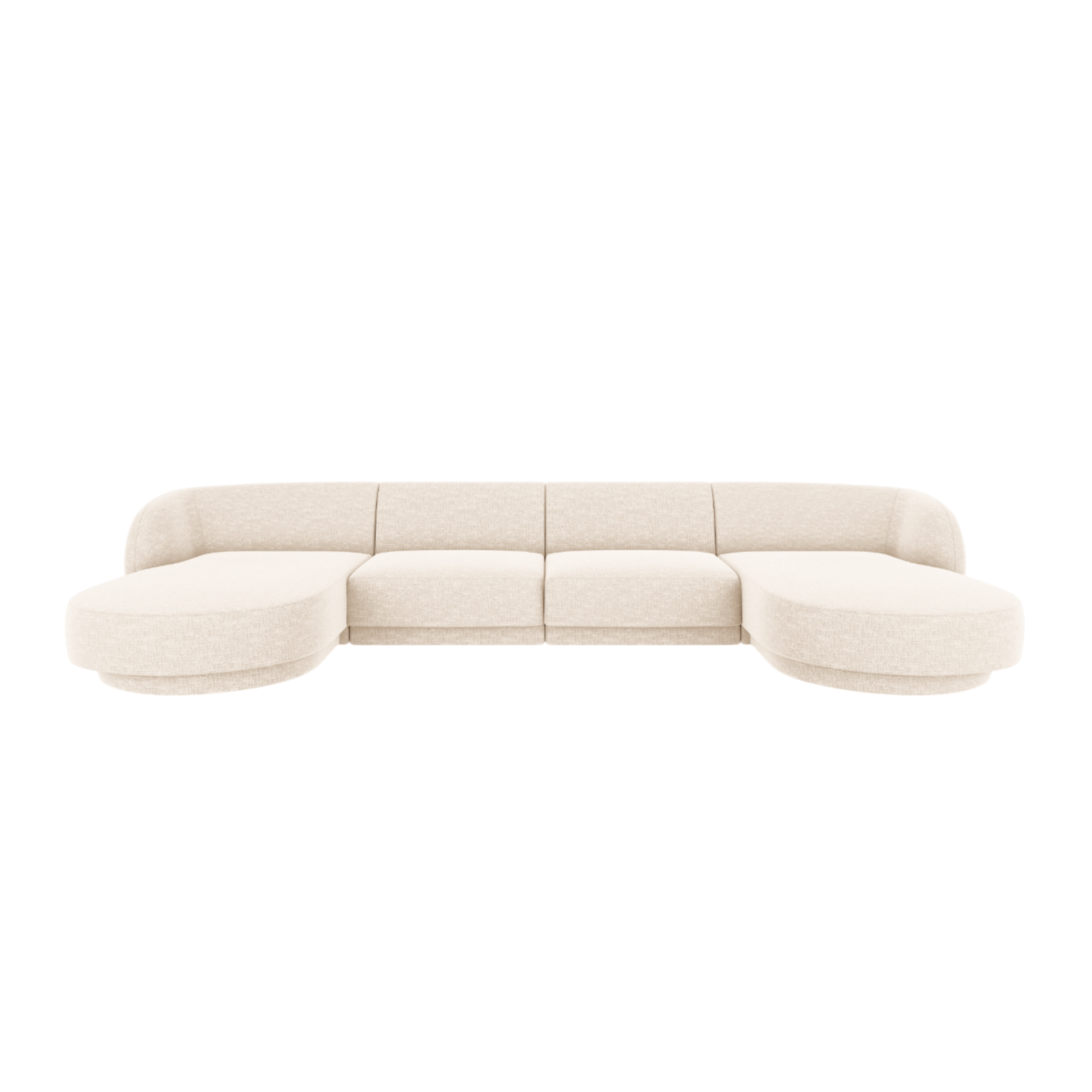 U-förmige Couch MILEY Elfenbein Chenille