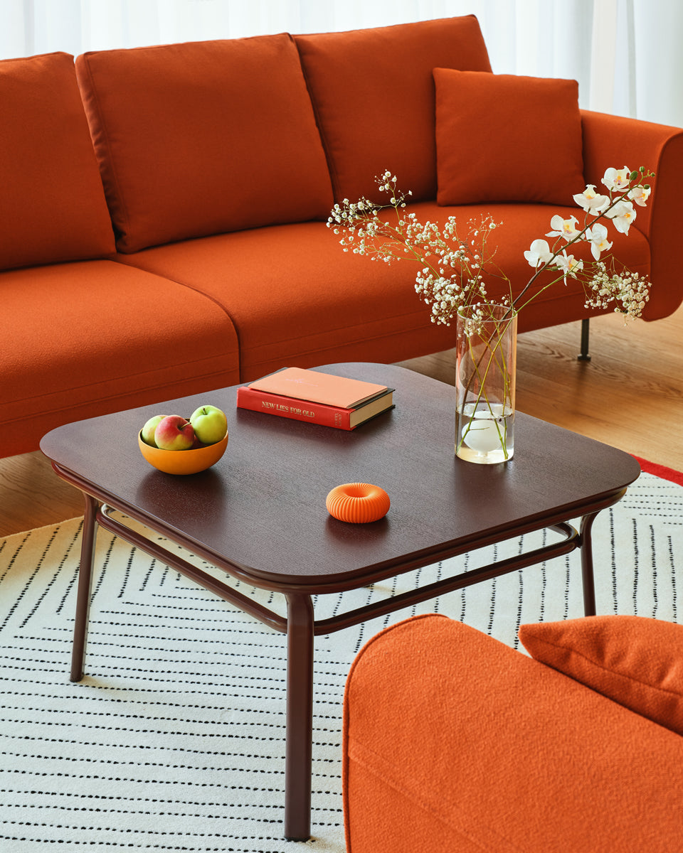 Grace veneer coffee table with a metal base