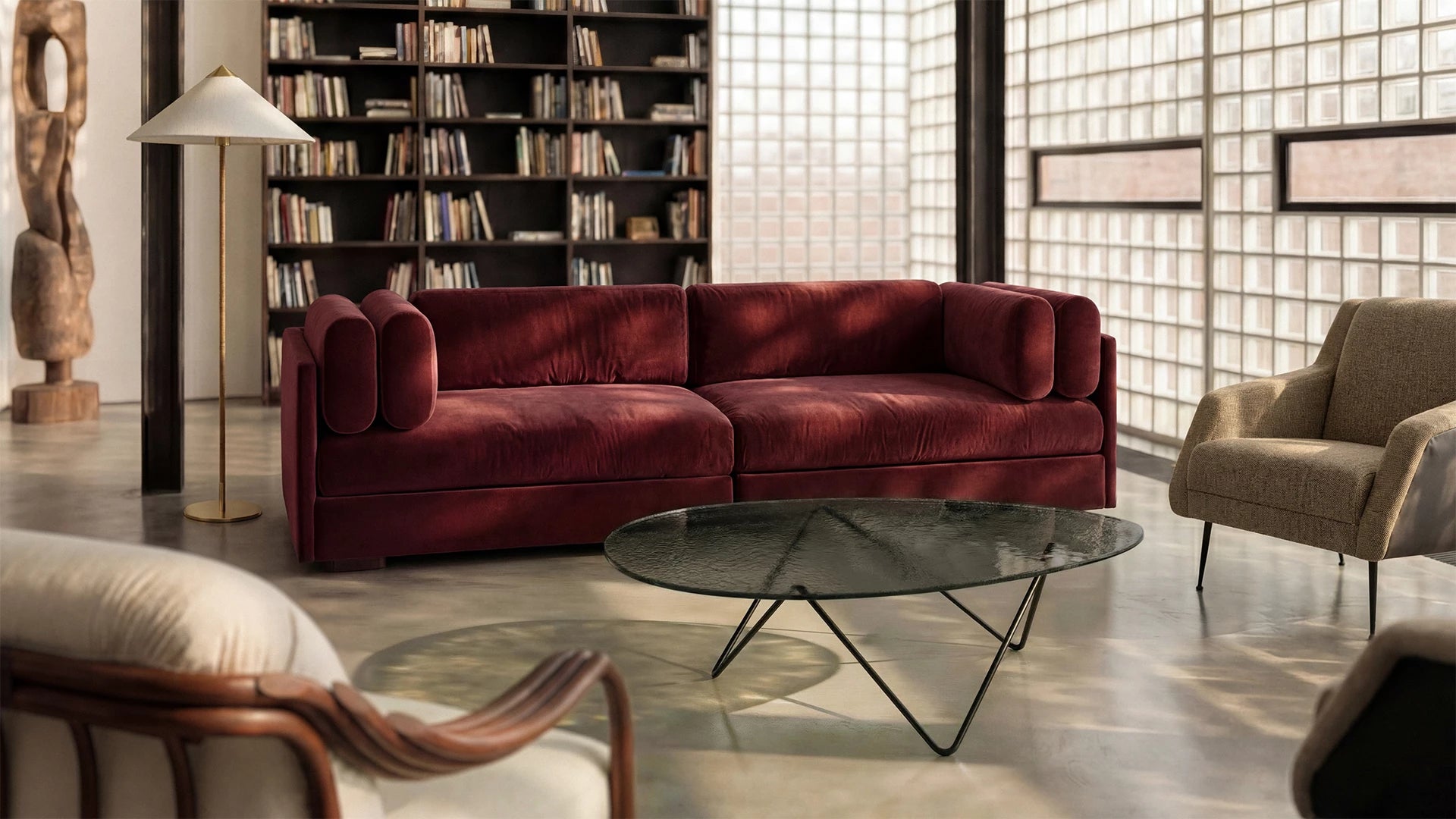 PEDRERA Coffee Table with Transparent Glass and Black Base