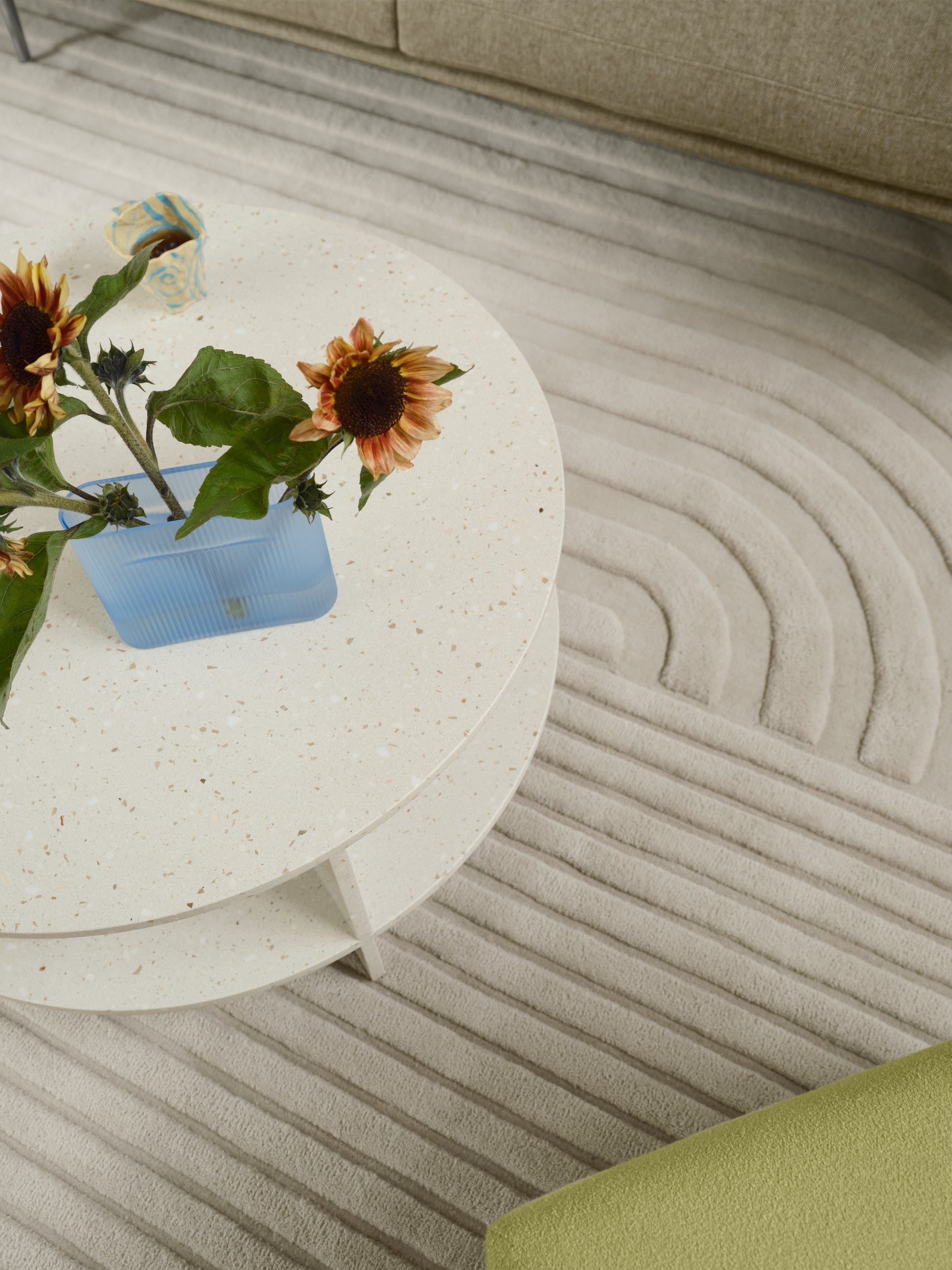HALVES Outdoor Coffee Table Broken White Terrazzo