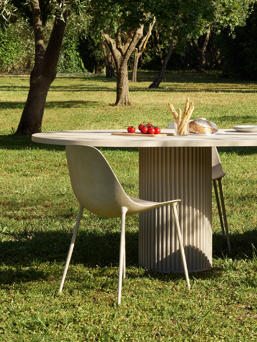Beige outdoor round table HERCLE