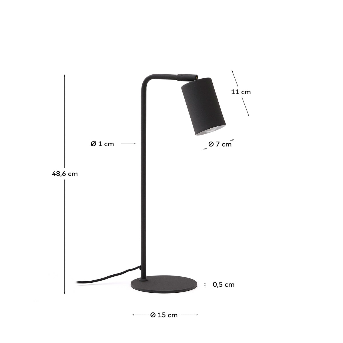 Lampa biurkowa MANIE czarny metal z efektem żeliwa – wymiary