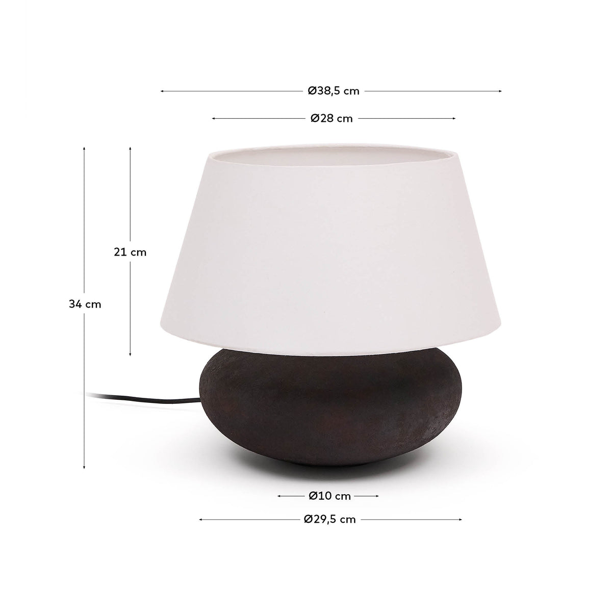 Lampa stołowa NESSI czarny z efektem terakoty – wymiary
