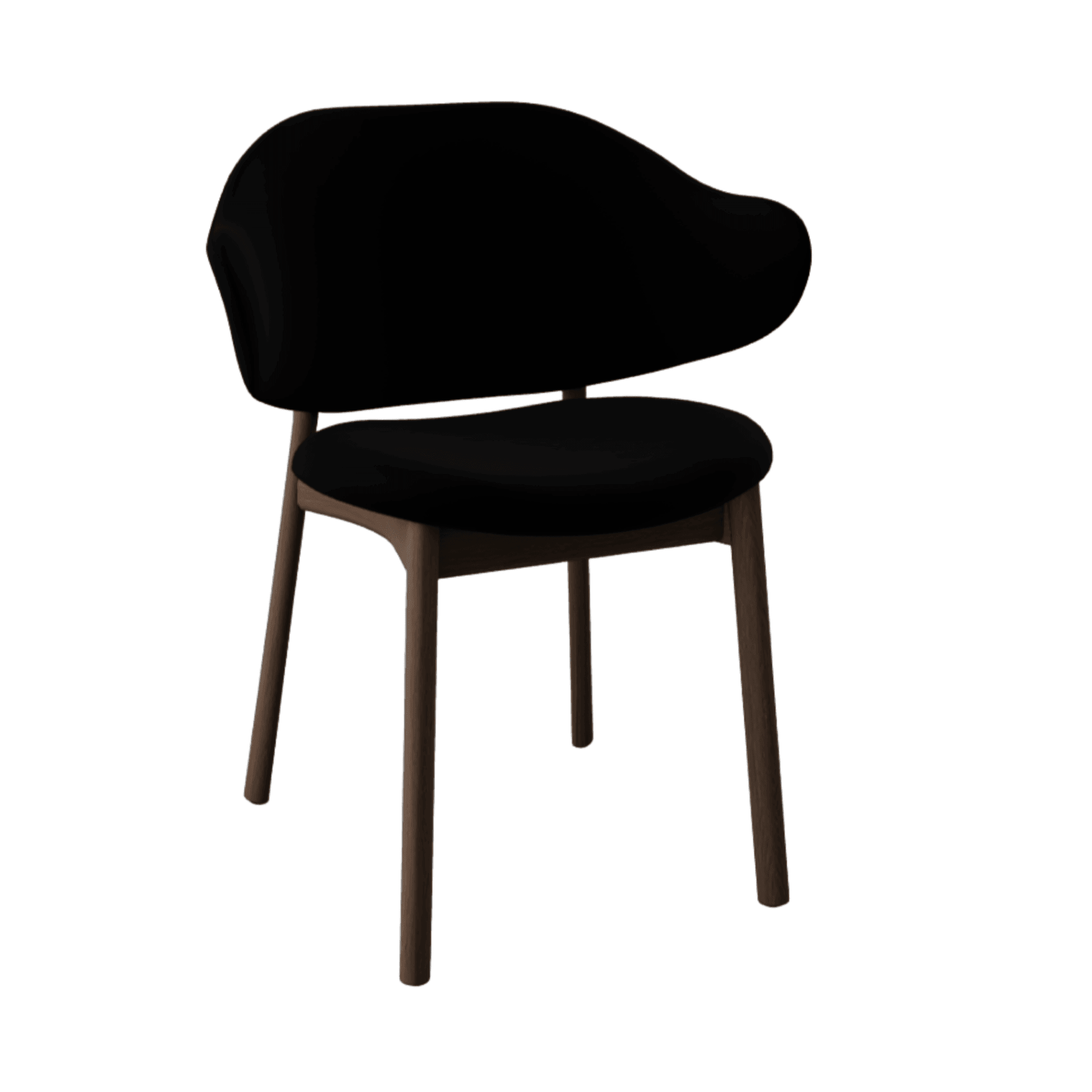 Krzesło aksamitne HOLLY czarny z drewnianą podstawą Calligaris ciemnobrązowa   Eye on Design