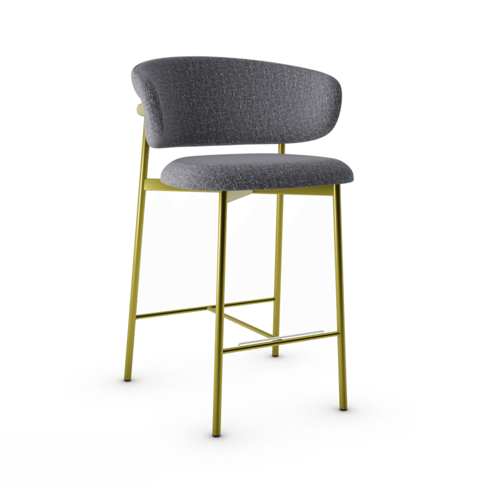 Krzesło barowe OLEANDRO boucle antracytowy z metalową podstawą Calligaris metalowa matowy mosiądz   Eye on Design