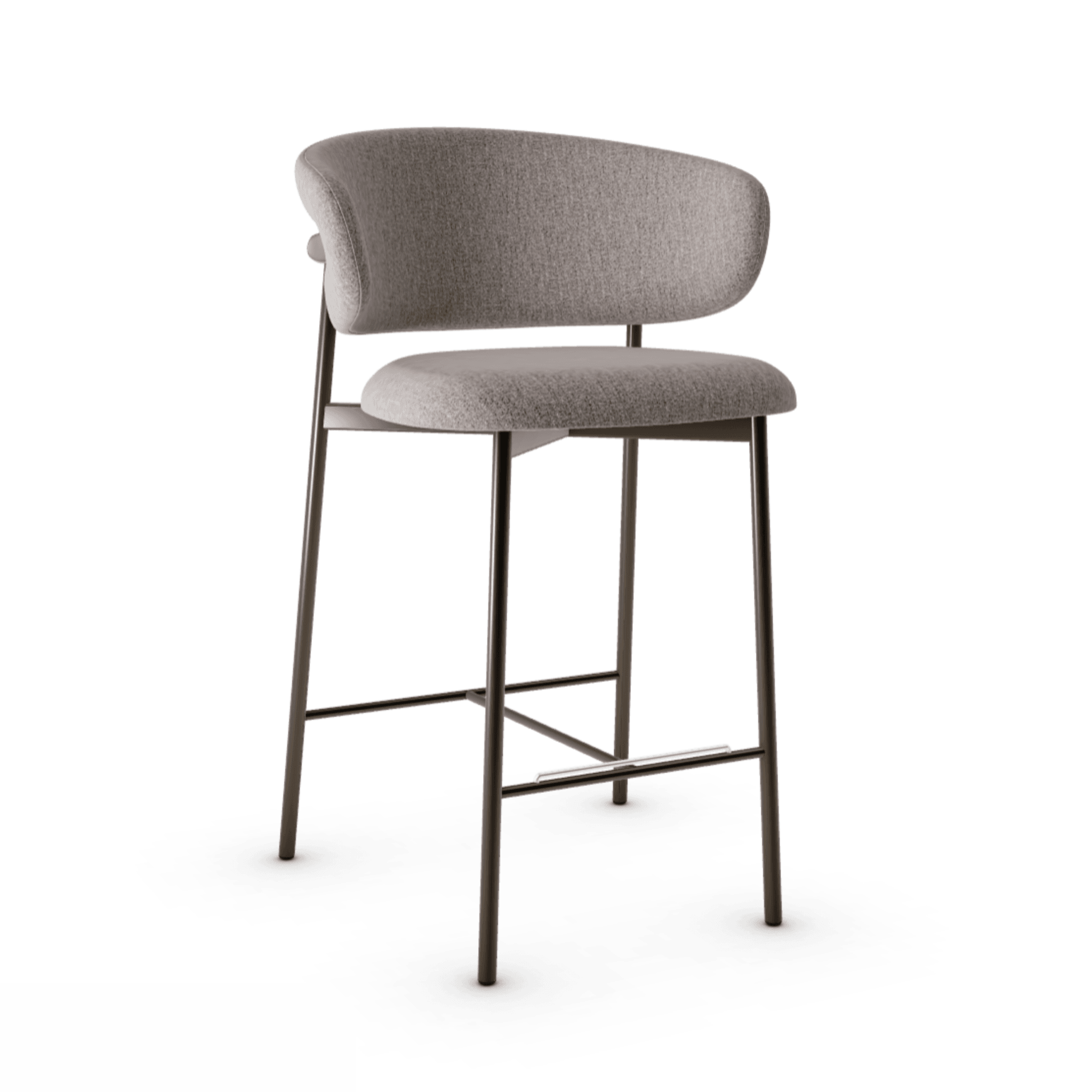 Krzesło barowe OLEANDRO boucle taupe z metalową podstawą Calligaris metalowa matowy brąz   Eye on Design