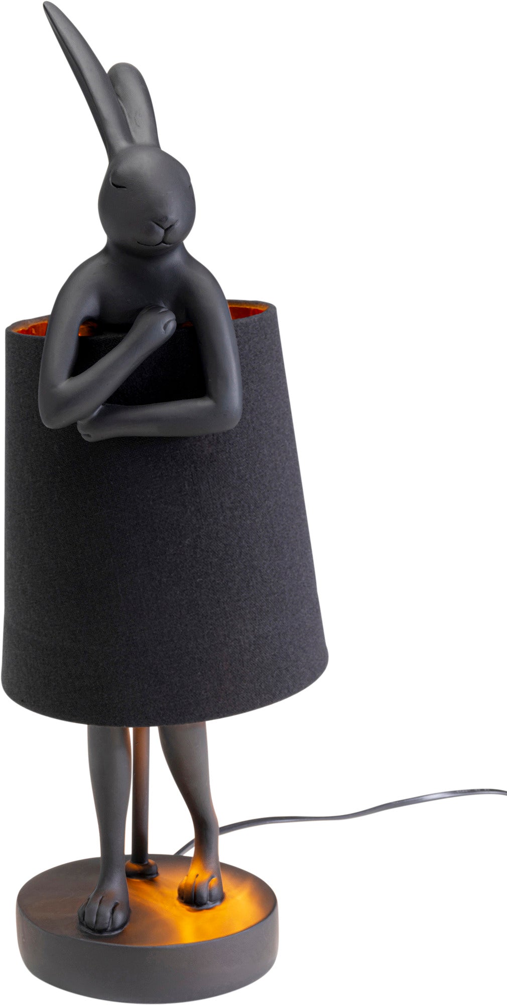 Black table lamp in the shape of a rabbit