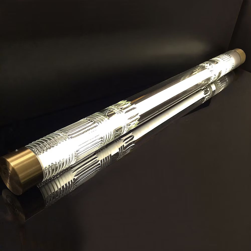 CRYSTAL TUBE Wall Lamp in crystal glass with a brass finish
