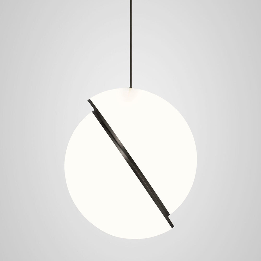 CRESCENT Pendant Lamp with Opal Shade and Blackened Brass