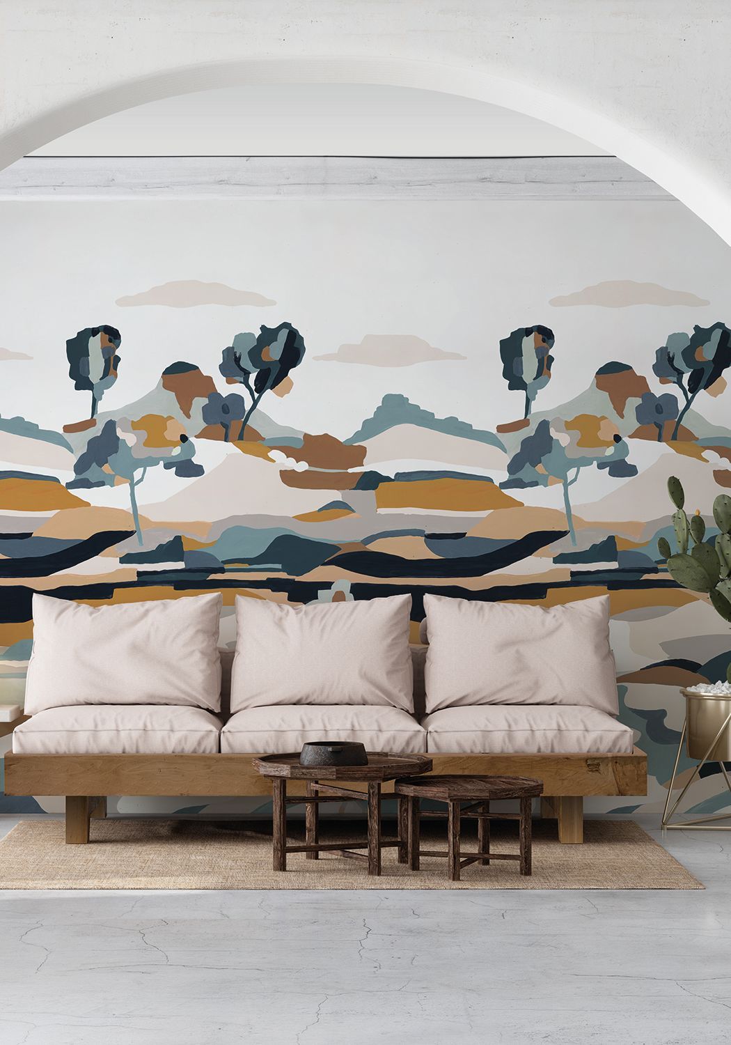 Mural LE BASSIN blue with beige