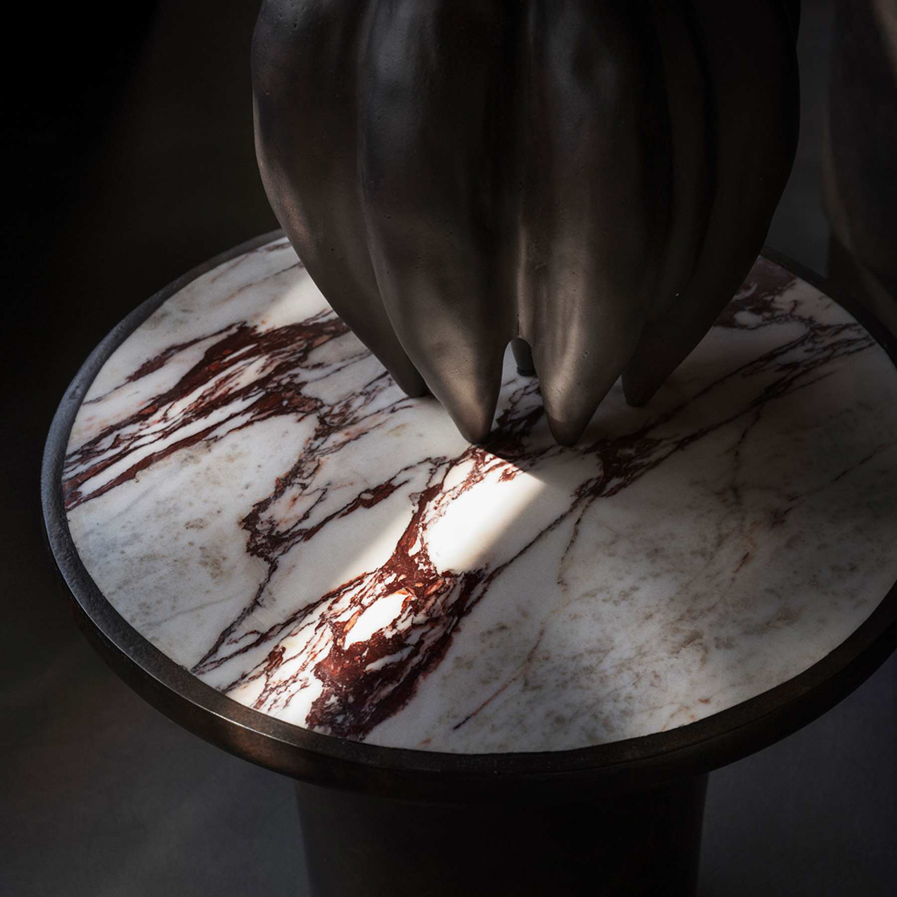 Side table Trumpet concrete/coffee marble [Klaudia]