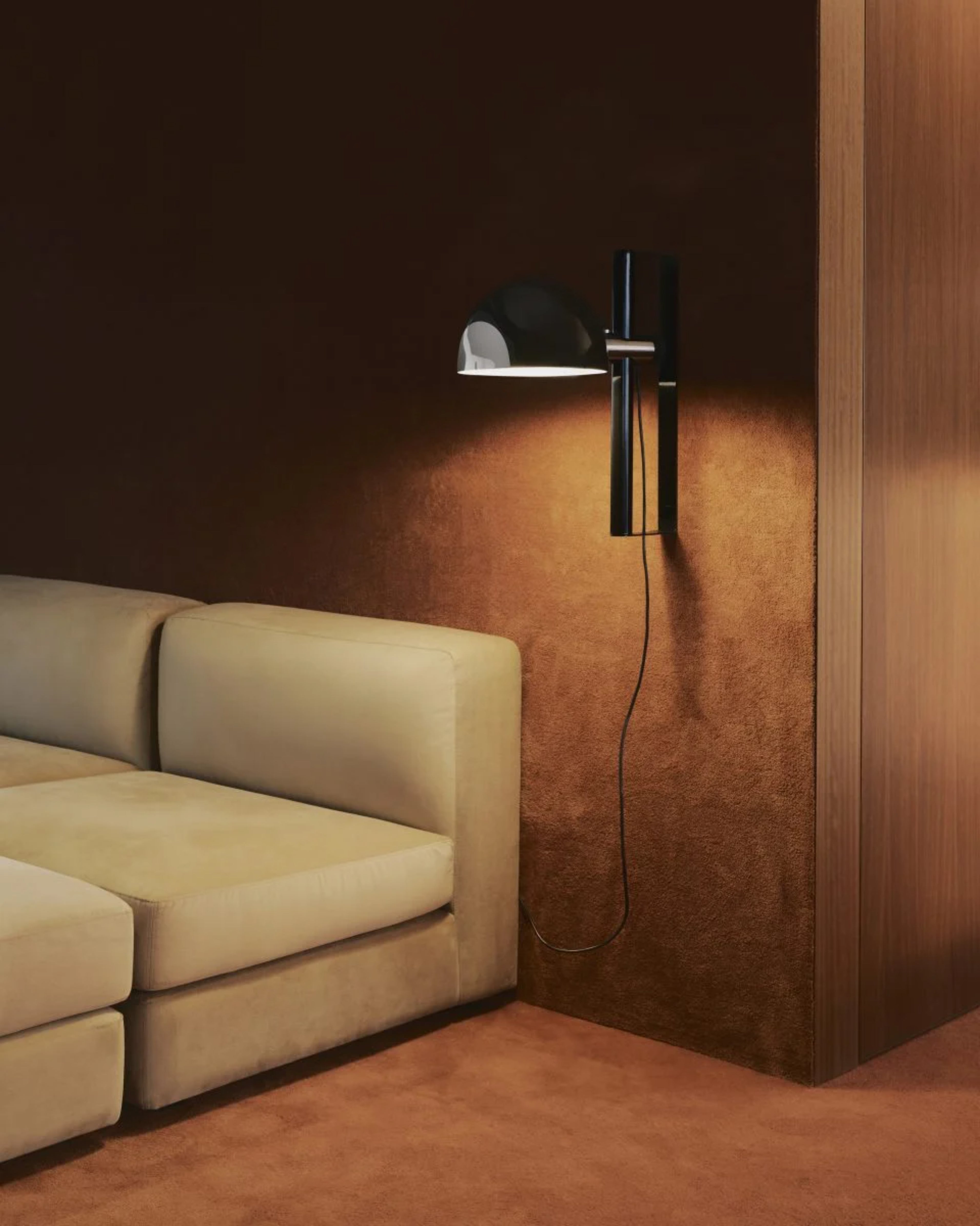 Adjustable Wall Lamp LAURO with Black Shade and Dark Brown Base