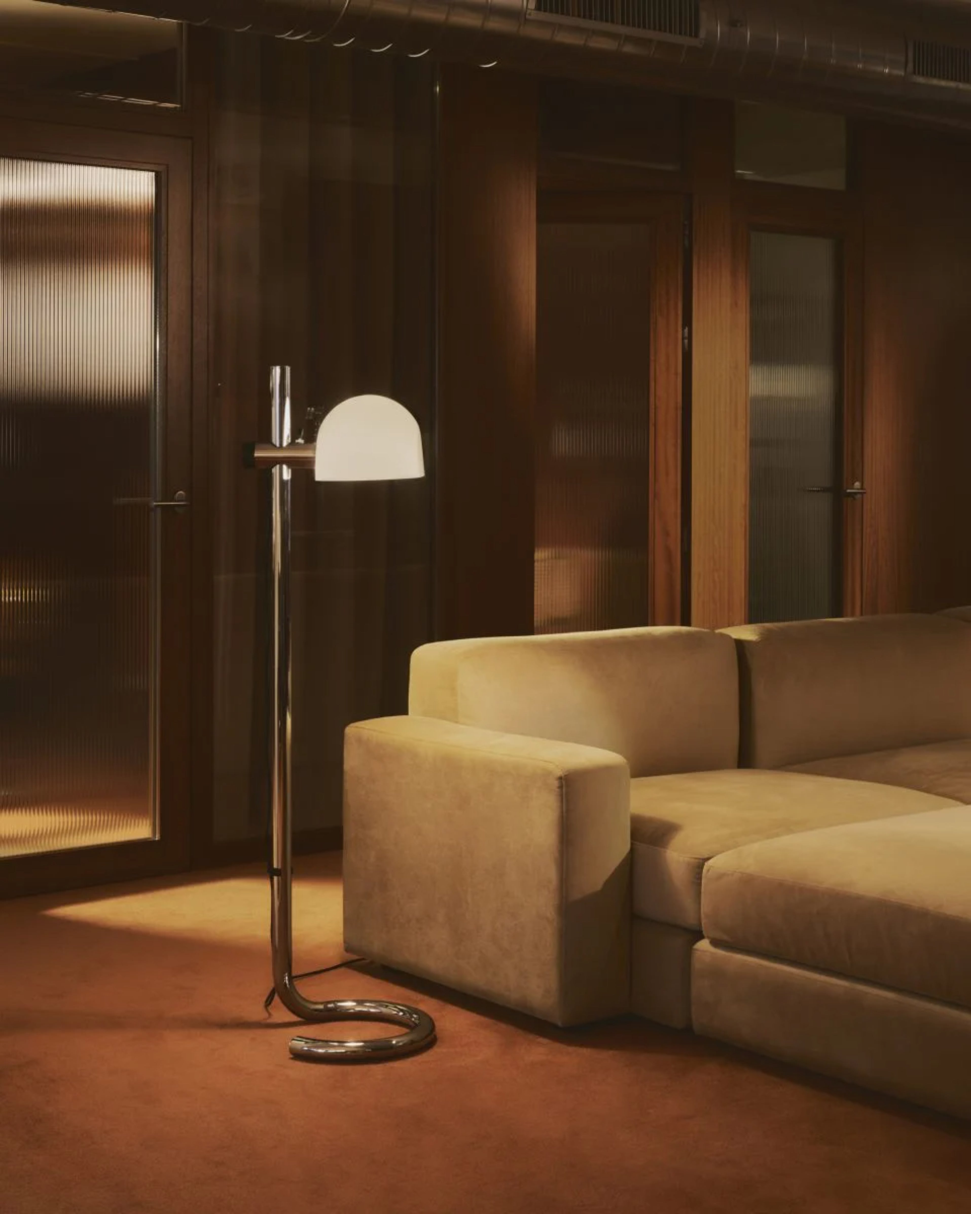 LAURO Floor Lamp with White Shade and Dark Brown Base