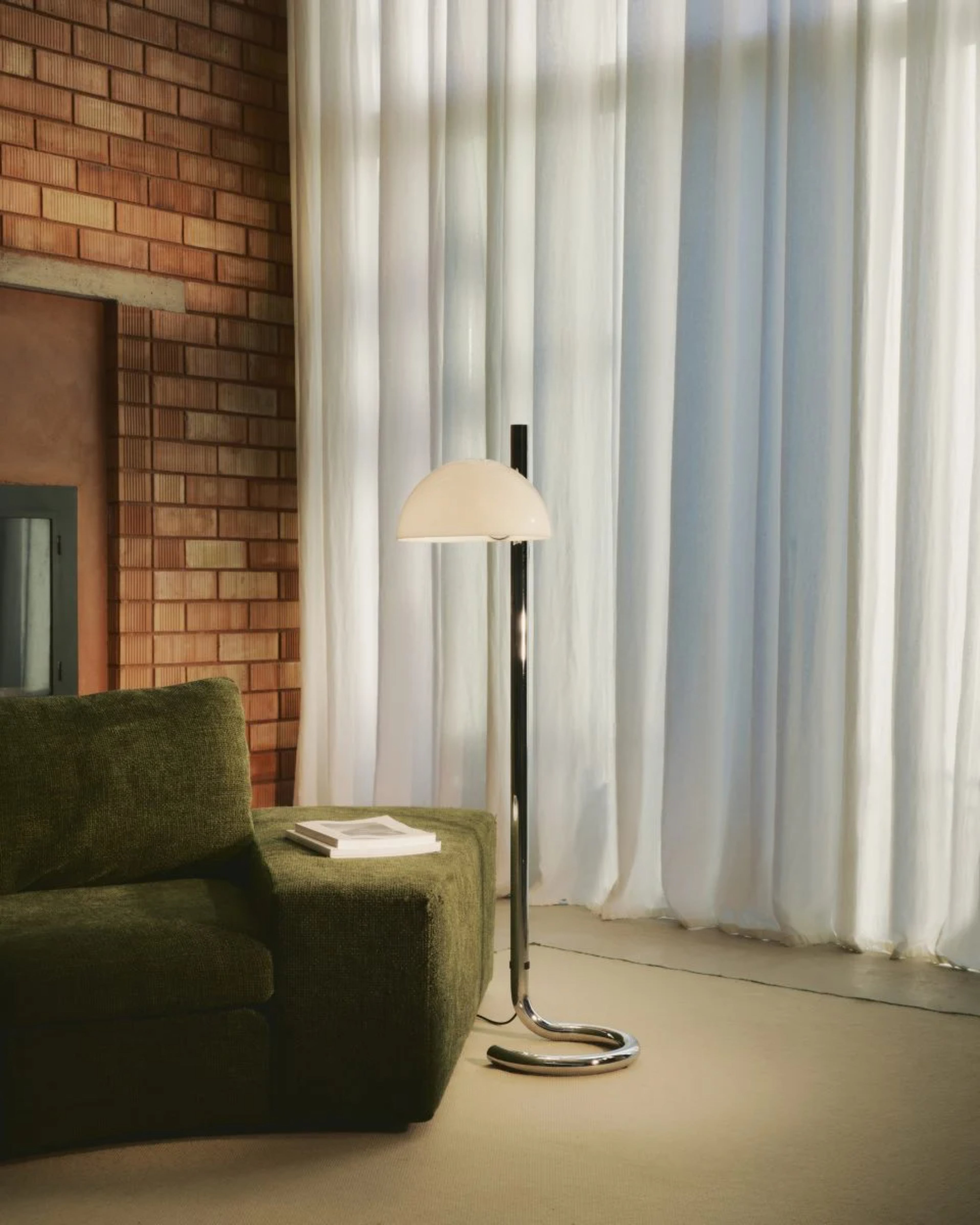 LAURO Floor Lamp with White Shade and Dark Brown Base