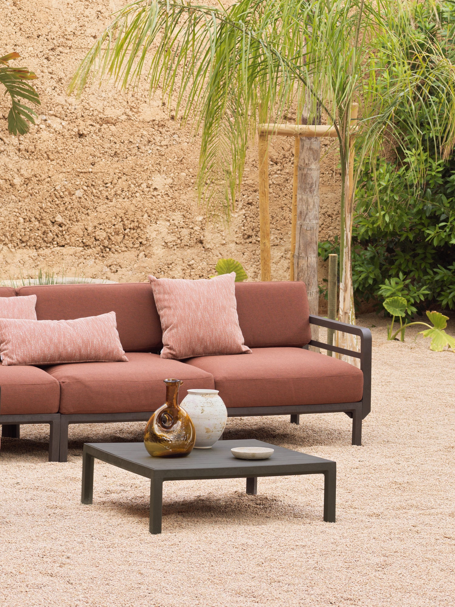 MAXIMO 5 Pearl Modular Outdoor Corner Sofa with Brown Base