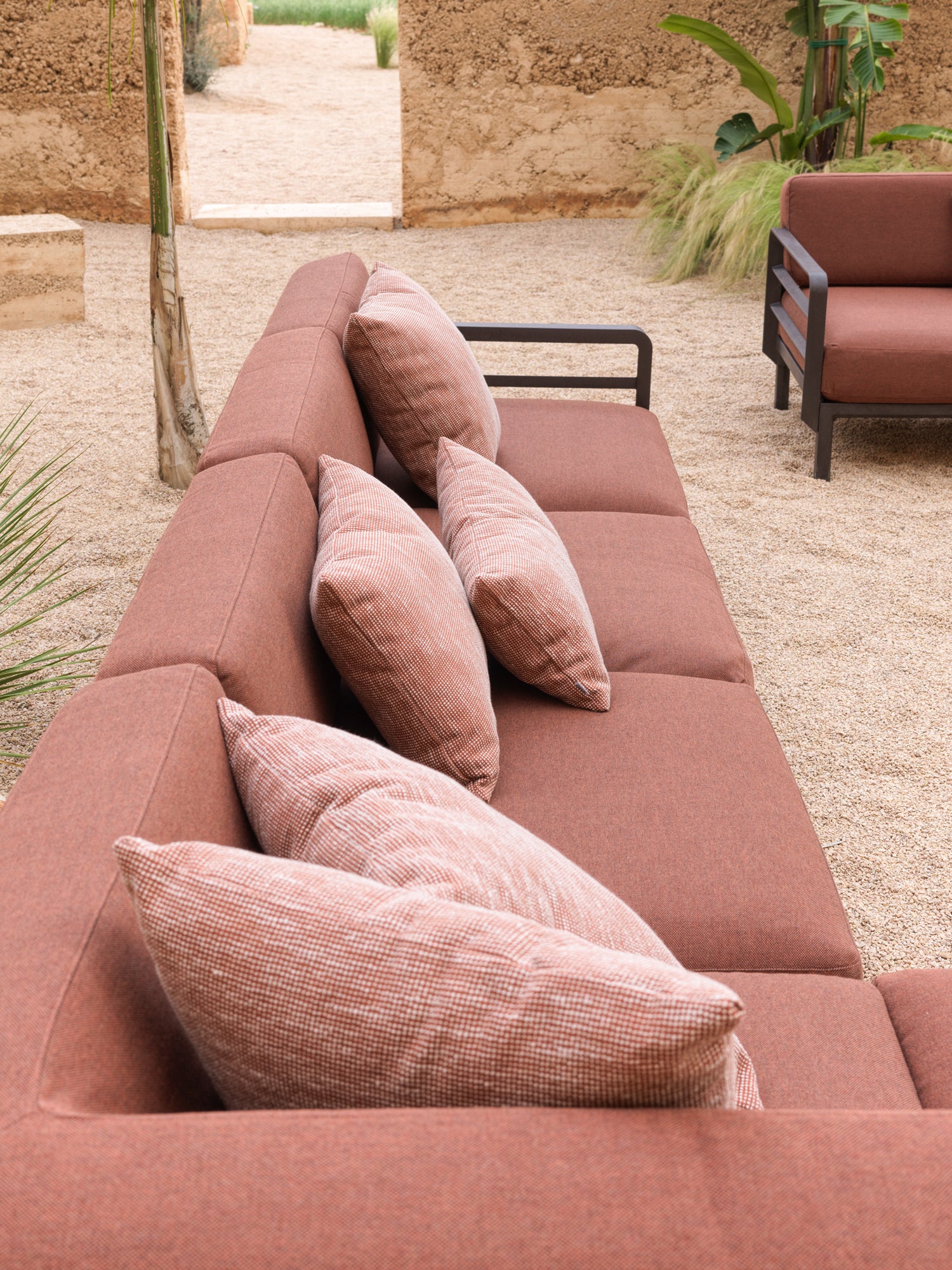 MAXIMO 5 Pearl Modular Outdoor Corner Sofa with Brown Base