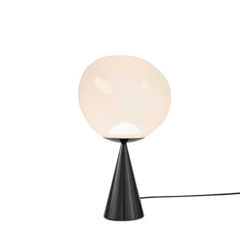 Melt opalescent table lamp with a black base